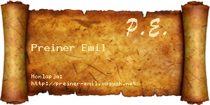 Preiner Emil névjegykártya
